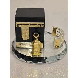 Islamic Kaaba Crystal Display EUC Gold Tone Mecca Miniature DecorItem Specifics